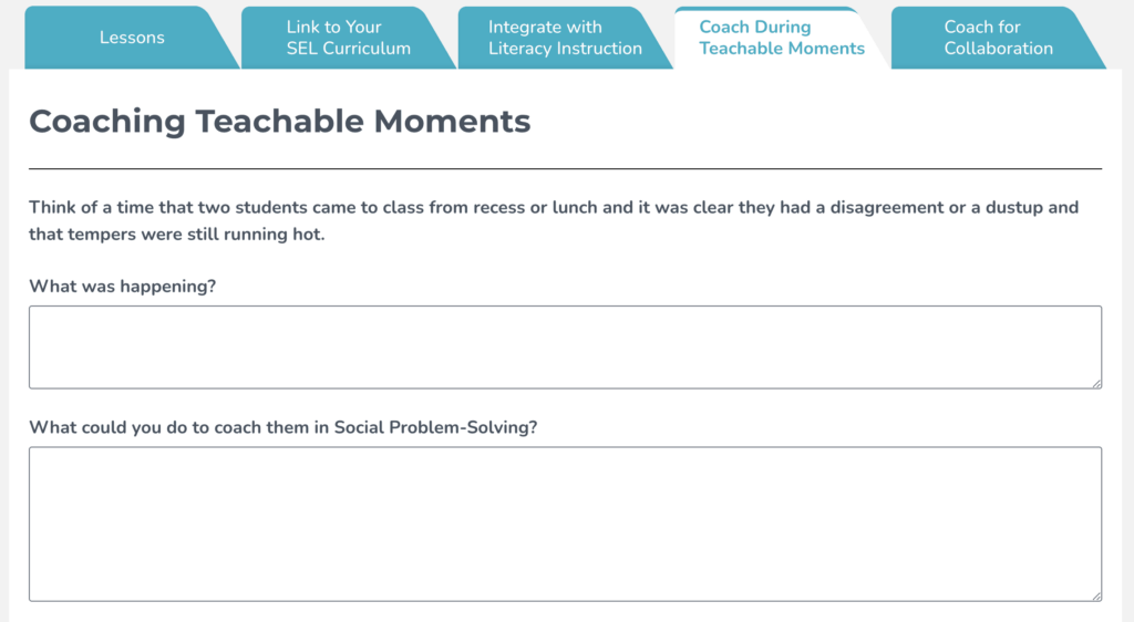 Teachable Moments Social Problem-Solving Screenshot